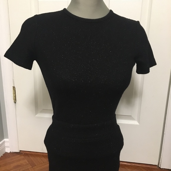 ZARA Knit Black Midi Open Back Dress Size Small - Picture 2 of 15
